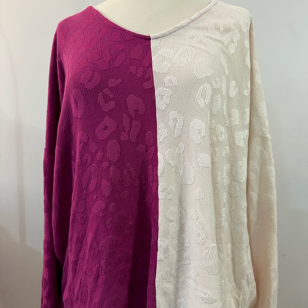 Two-Tone Pink and Cream Sweater
